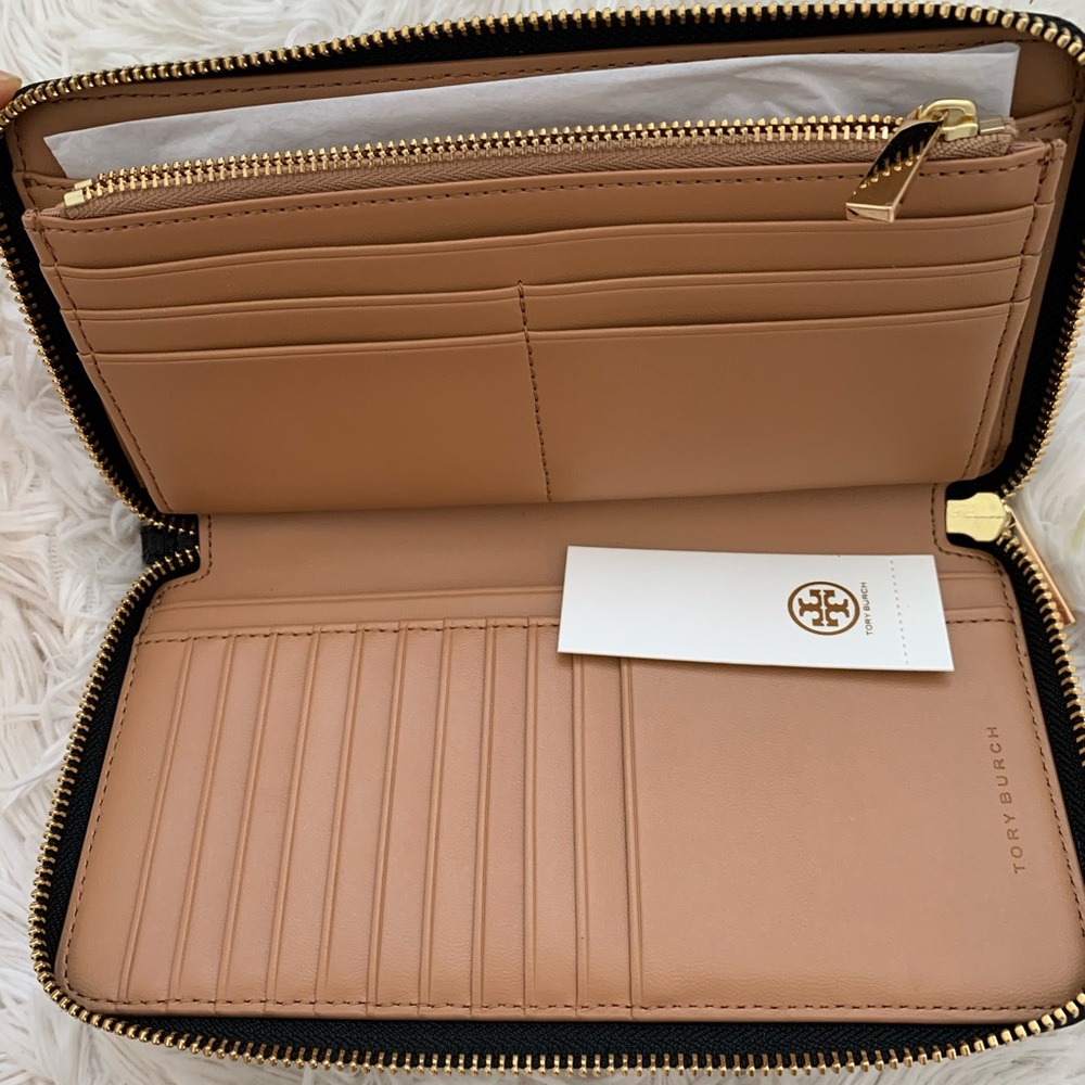 tory burch Parker leather continental black wallet - Picture 3 of 11